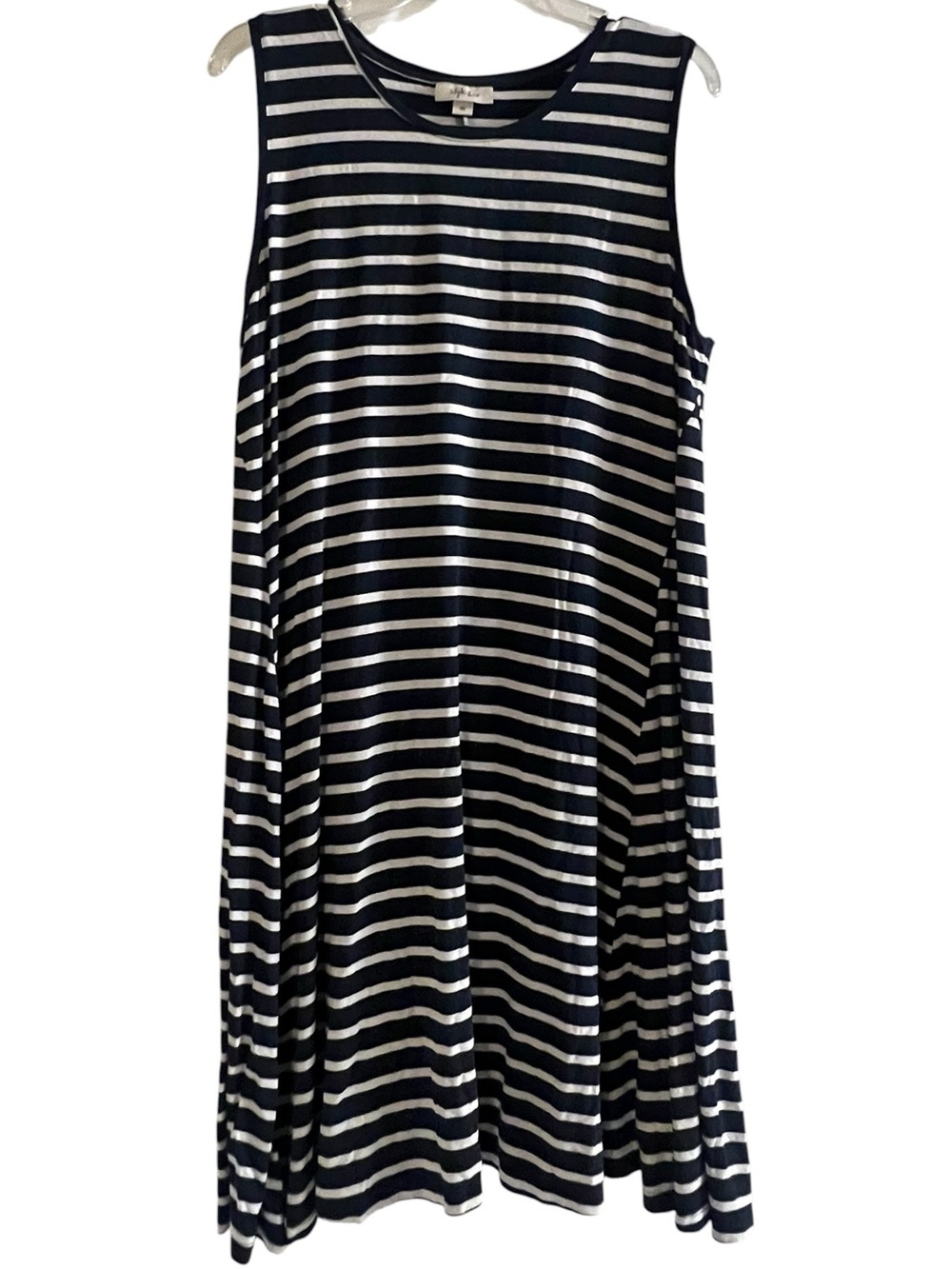 Style & Co Sleeveless Swing Dress Navy White Stripe XXL